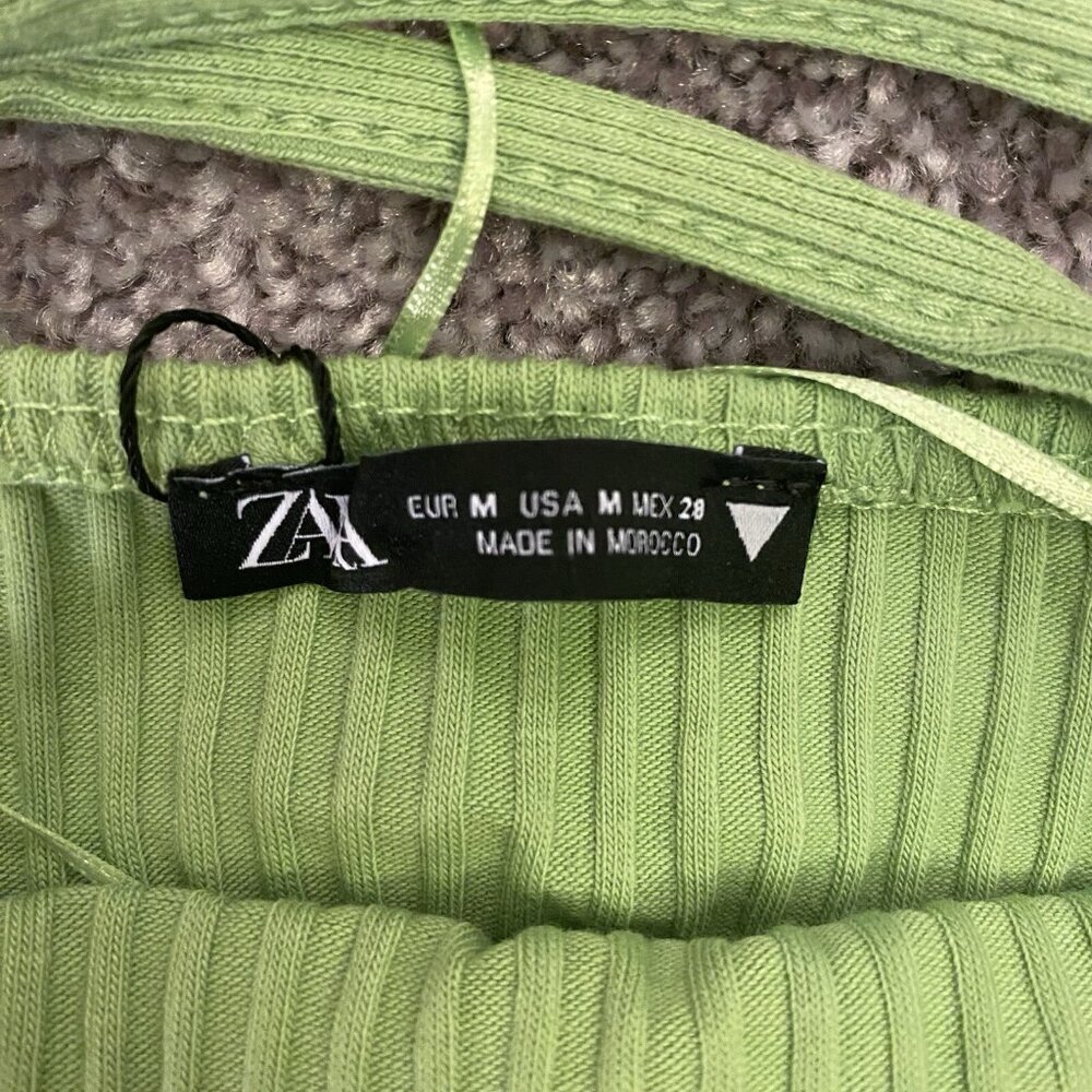 Zara Lime Green Ribbed Crisscross Bodysuit - Picture 13 of 16